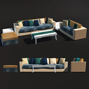 Elegant Comfort: Modern Living Sofa 3D model image 1 