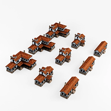 Title: Charming Half-Timbered Homes 3D model image 1 