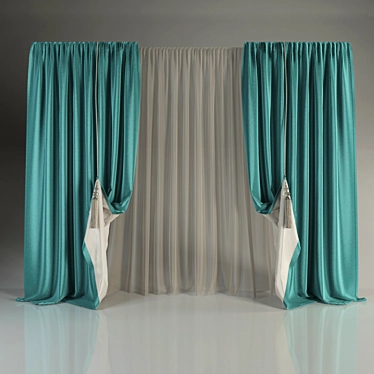 Dual-Sided Curtains with Tulle 3D model image 1 