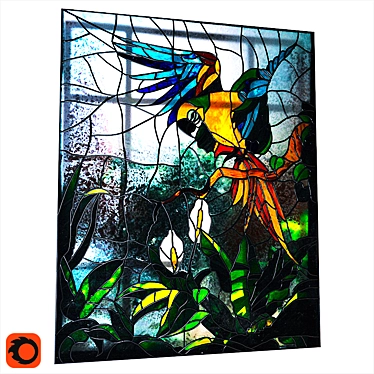 Stained Glass Parrot - Vibrant Bird Decoration 3D model image 1 