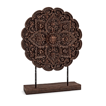 Elegant Wood Carving Decor 3D model image 1 