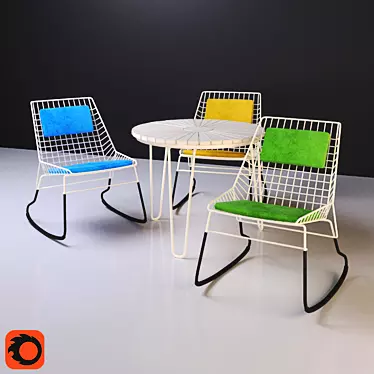 Flamingo Chairs Set: Stylish Vintage Design 3D model image 1 