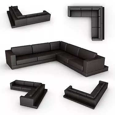 Modern Corner Sofa with Built-in Shelf 3D model image 1 