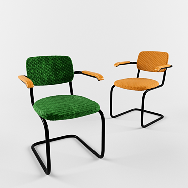 Modern Velvet and Metal Chair 3D model image 1 