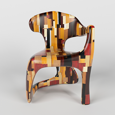 Circus Style Wooden Armchair 3D model image 1 