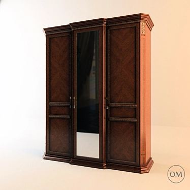 Italian Style 3-Door Wardrobe 3D model image 1 