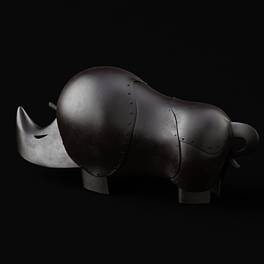 Vintage Rhino Sculpture by Tanaka Isamu 3D model image 1 