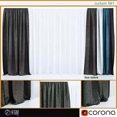 Modern Window Drapes: Corona & Vray 3D model image 1 