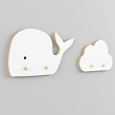 Playful Nursery Wall Hooks 3D model image 1 