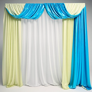 Elegant Window Drapes 3D model image 1 