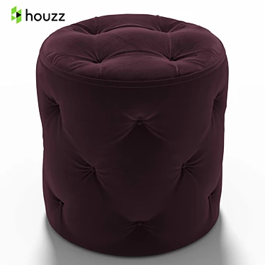 Plush Purple Ottoman - Curves Collection 3D model image 1 