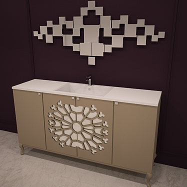 Elegant Cutwork Bathroom Washbasin 3D model image 1 