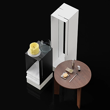 Luxury Bathroom Set: Osaka Table, Metal Cabinets, Soap Dispenser & More 3D model image 1 