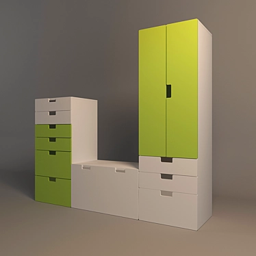 Stylish Storage Solution: IKEA Stuva Wardrobe 3D model image 1 