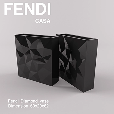 Fendi Diamond Vase: Luxurious Floral Décor 3D model image 1 