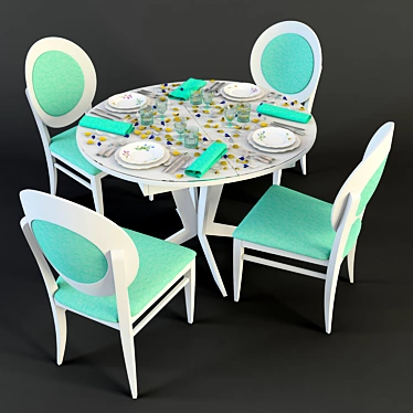 Versatile Furniture Set: Table, Chairs, and Server 3D model image 1 