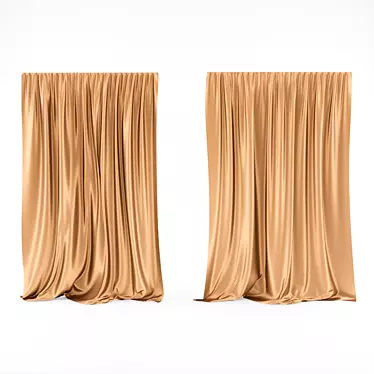 Luxurious Silk Curtains with Golden Reflection 3D model image 1 