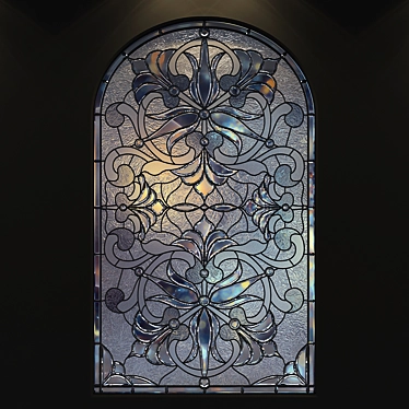 Elegant Arch Stained Glass Window 3D model image 1 