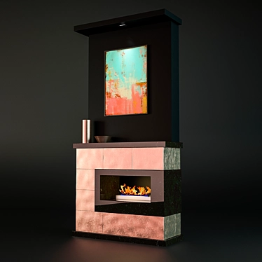 Stylish Copper Fireplace 3D model image 1 