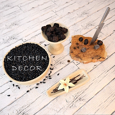  Clay Kitchen Set: Utensils, Cutting Board, Knife, Truffles, Beans 3D model image 1 