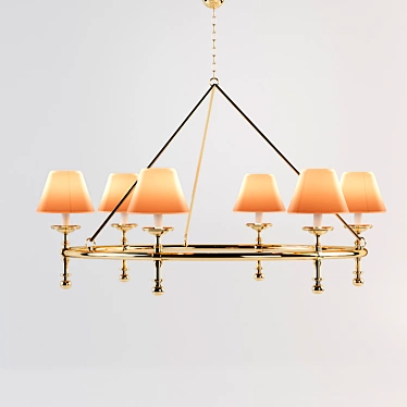 Vintage Charm: Antique Brass 6-Light Chandelier 3D model image 1 