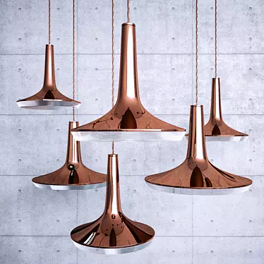 Modern Copper Pendant Lamps 3D model image 1 