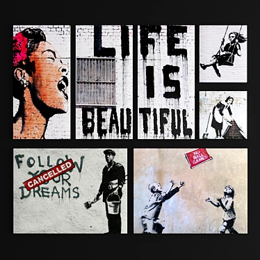 Banksy Graffiti Art Prints 3D model image 1 