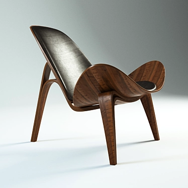 Classic Elegance: Carl Hansen Black Leather Chair 3D model image 1 