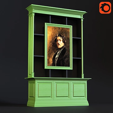 Artistic Wood Bookcase: Painted Door, 1685x2650x585mm 3D model image 1 