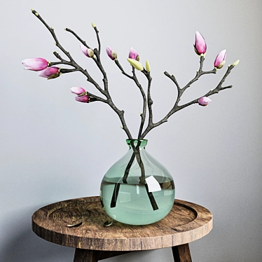 Magnolia Branches in Vase 3D model image 1 