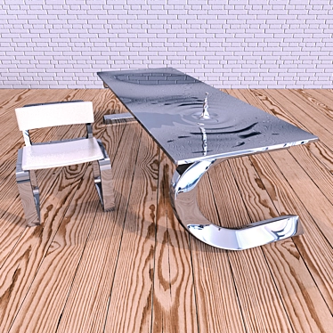 Elegant Ripple Series Table" (if the description does not require translation from Russian) 3D model image 1 