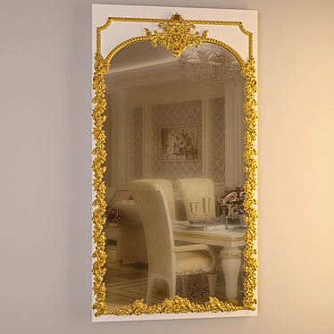 Golden Frame Classic Mirror 3D model image 1 