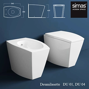 Modern Simas Duemilasette Toilet and Bidet 3D model image 1 