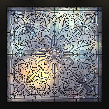 Artistic Stained Glass Ceiling Panel 3D model image 1 