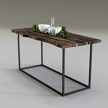 Industrial Loft Dining Table 3D model image 1 