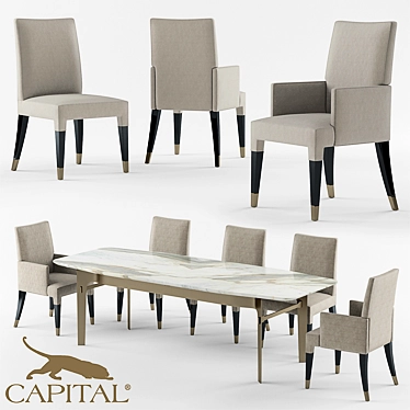 Modern Table and Chair Set 3D model image 1 