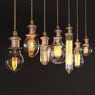 Vintage Edison Filament Bulbs 3D model image 1 