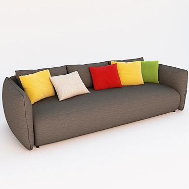 Contemporary Triple Sofa with Cushions 3D model image 1 