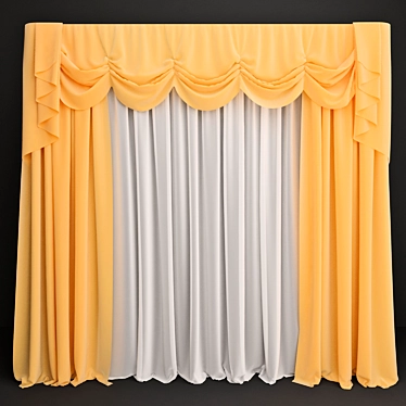 Stylish Curtains with Valance 3D model image 1 