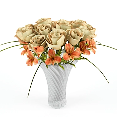 Romantic Rose & Alstroemeria Bouquet 3D model image 1 