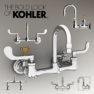 Kohler Triton® Shelf-back double wristblade lever handle sink faucet with loose-key stops
