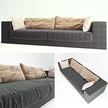 Cozy Fabric Sofa 3D model image 1 