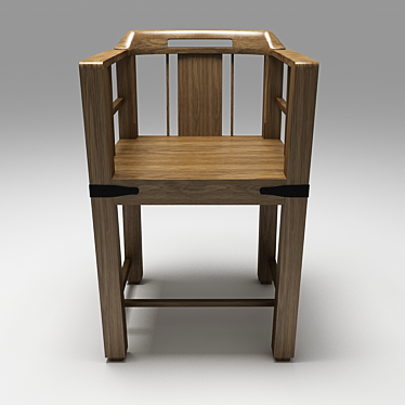 Rustic Wood Chair 3D model image 1 