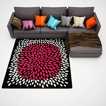 Henrika Corner Sofa + Trödklöver Rug, Pillows & Throw 3D model image 1 