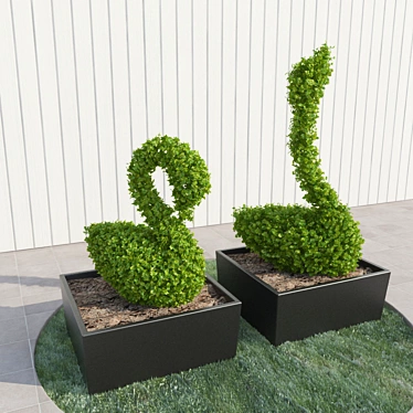 Swan Topiary: Beautiful Garden Décor 3D model image 1 