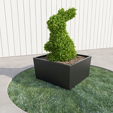 Zaychonok Topiary: Textured Poly Geometric Sculpture 3D model image 1 