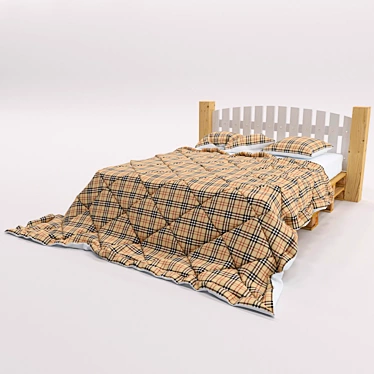 Pallet Bed: Rustic and Cozy 3D model image 1 