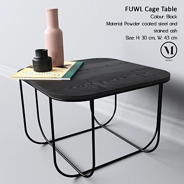 Minimalist Steel and Ash Cage Table 3D model image 1 