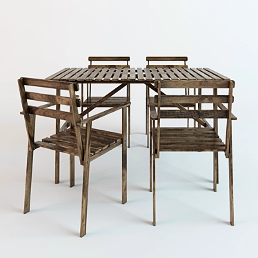 Outdoor Dining Set: ASKHOLMEN - Table (70x125 cm) + 4 Chairs (50x42 cm) 3D model image 1 