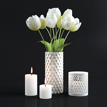 Elegant Tulip Candle Set 3D model image 1 